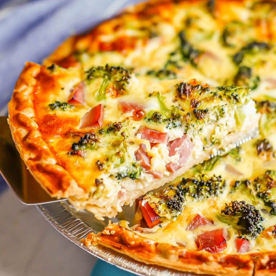 Ham Cheddar Broccoli Quiche