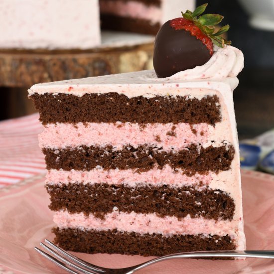 Chocolate Strawberry Mousse Cake