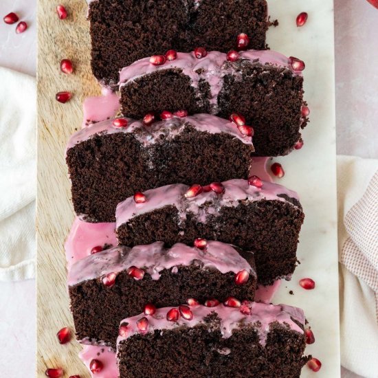 Chocolate Loaf Cake w/ Pomegranate