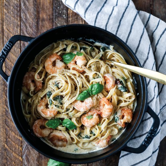 Creamy Shrimp Pasta with Spinach