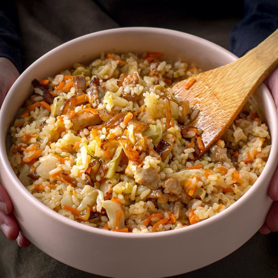 One pot rice with pork belly and ve