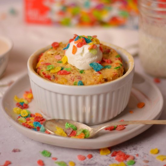 Fruity Pebbles Protein Mug Cake