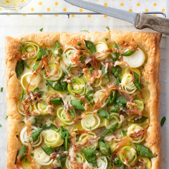 Spring Vegetable & Prosciutto Tart