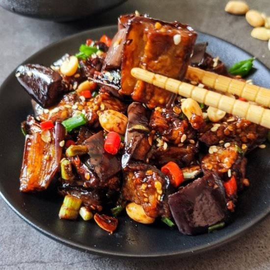 Chinese eggplant in garlic sauce