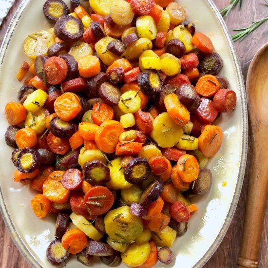 Roasted Rainbow Carrots w/ Rosemary