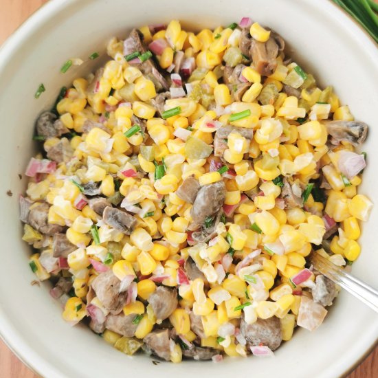 Corn and Marinated Mushroom Salad