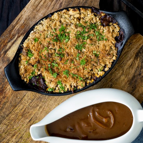 Vegetable Crumble with Vegan Gravy