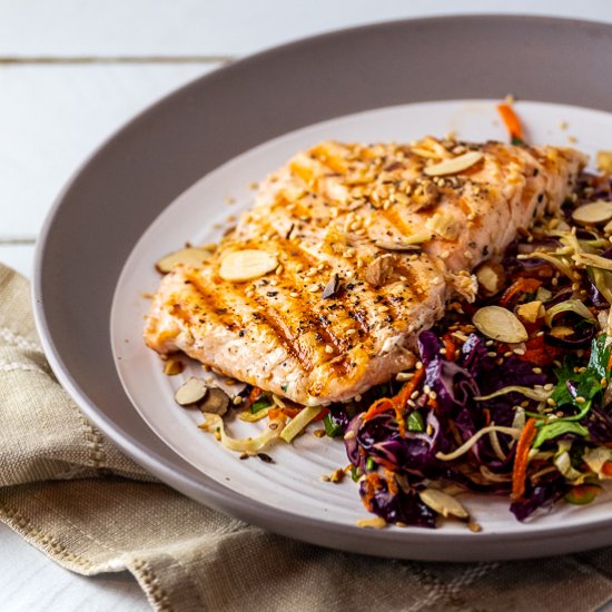 Salmon with Sesame Cabbage Salad