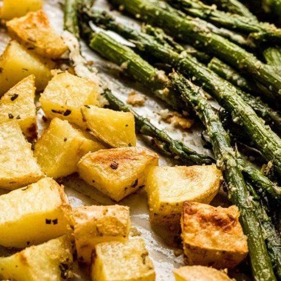 Oven-Roasted Potatoes and Asparagus