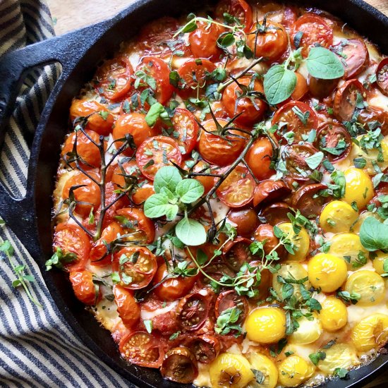 loaded tomatoes cast iron pizza