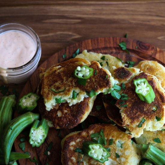 Okra Fritters with Spicy Mayo