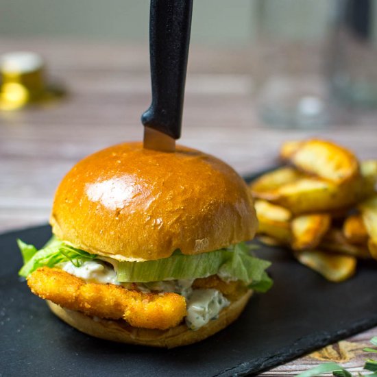 Fish Burger With Tartar Sauce