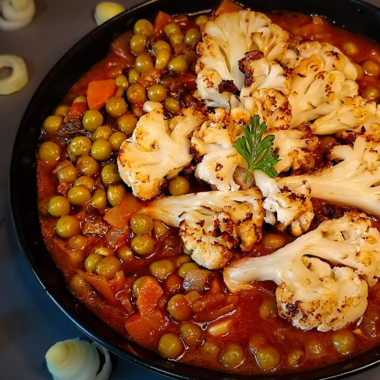 Green Peas with Roasted Cauliflower