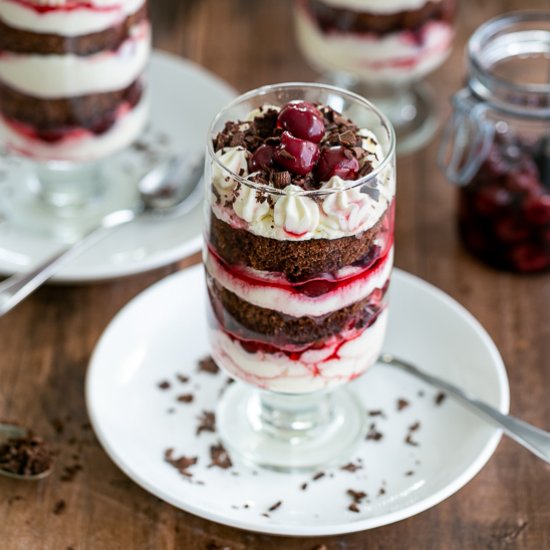 Black forest cake glass dessert