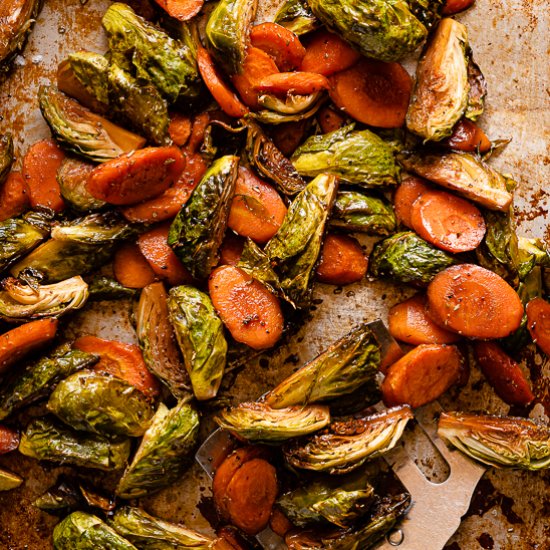 Roasted Brussels Sprouts and Carrot