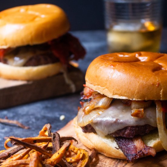 Maple Bourbon Bacon Burgers