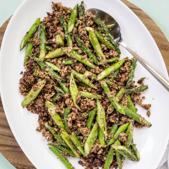 asparagus walnut mushroom skillet