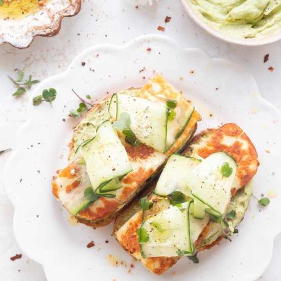 Halloumi Toast with Avocado crema