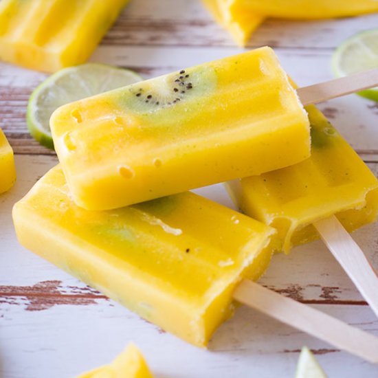 Mango Lime + Kiwi Popsicles