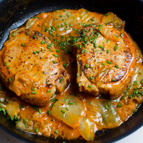 Kimchi Butter Pork Chops