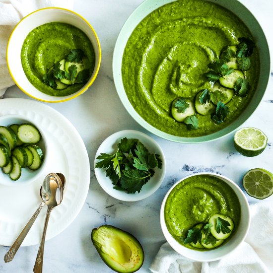 Creamy Cucumber Avocado Gazpacho