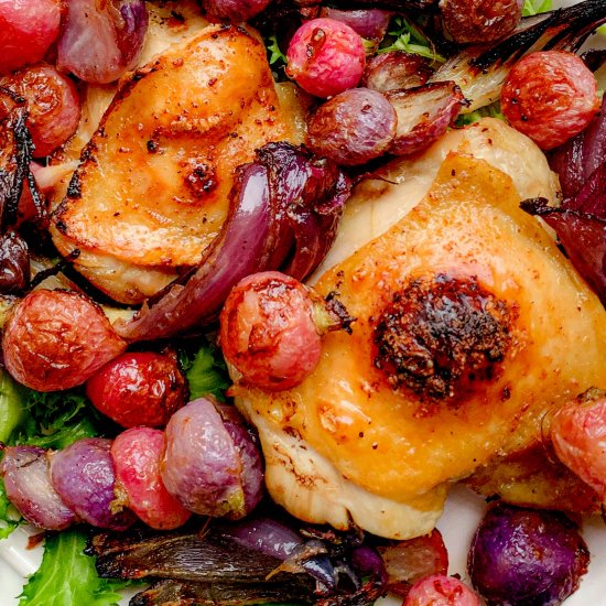 Chicken Thighs with Roasted Radish