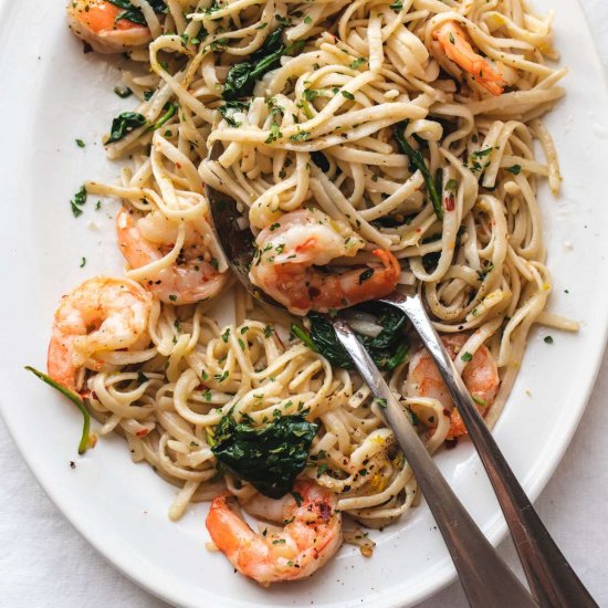 Shrimp Scampi with Spinach