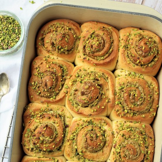 Sweet Pistachio Cream Brioche Rolls