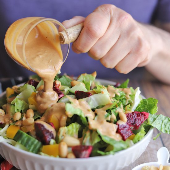 Tangy peanut salad dressing