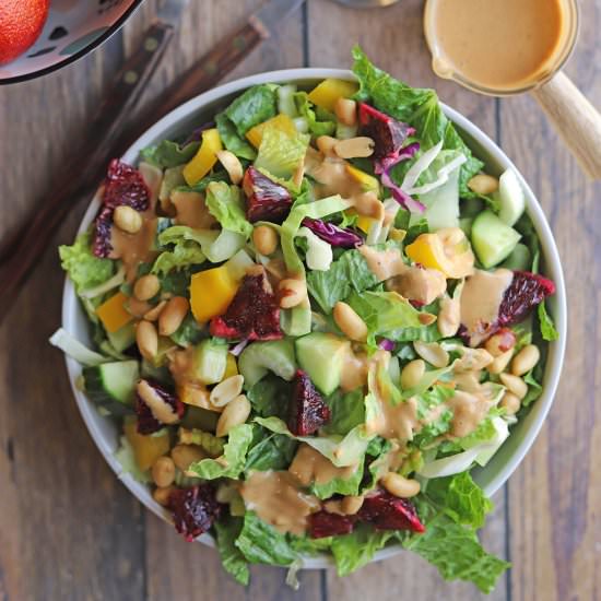 Salad with peanut dressing