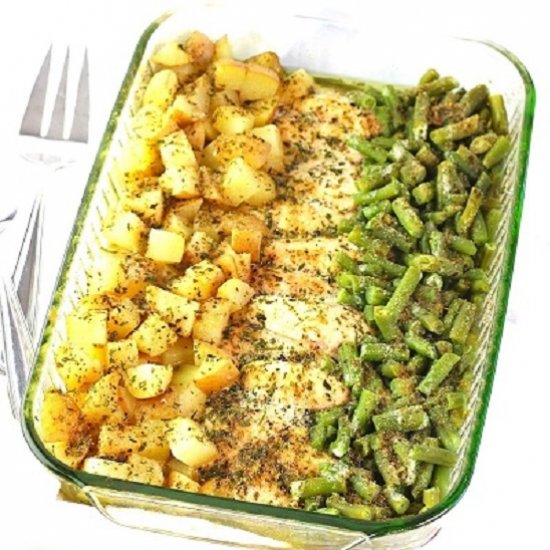 chicken, potatoes and green beans