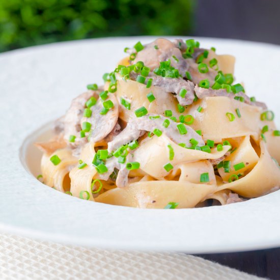 Steak Pasta with Creamy Diane Sauce