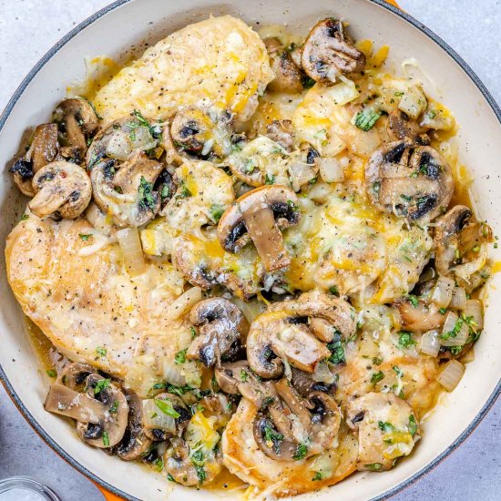 CHEESY CHICKEN AND MUSHROOM