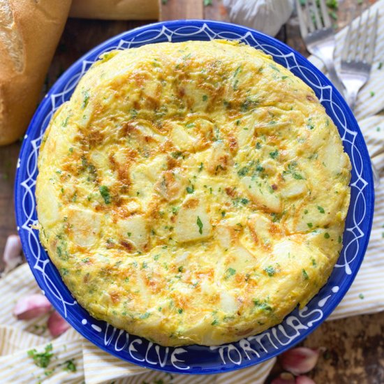 Spanish Garlic Potato Omelette