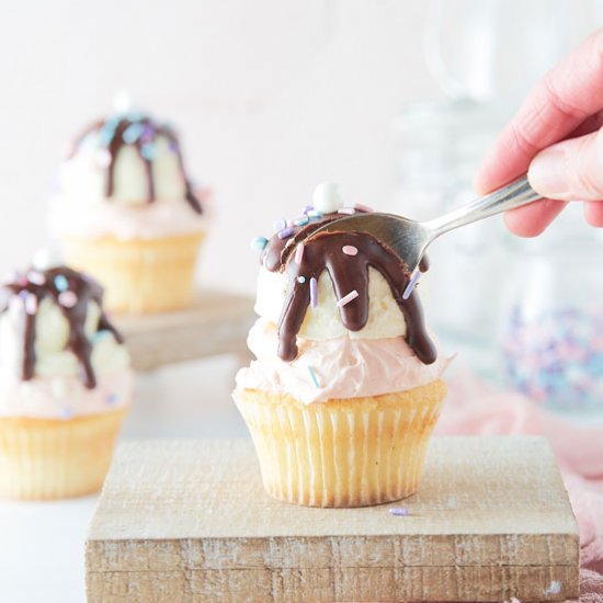 Vanilla Cupcake Sundaes