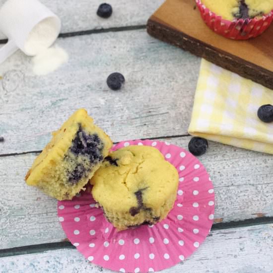 Cakey Blueberry Protein Muffins