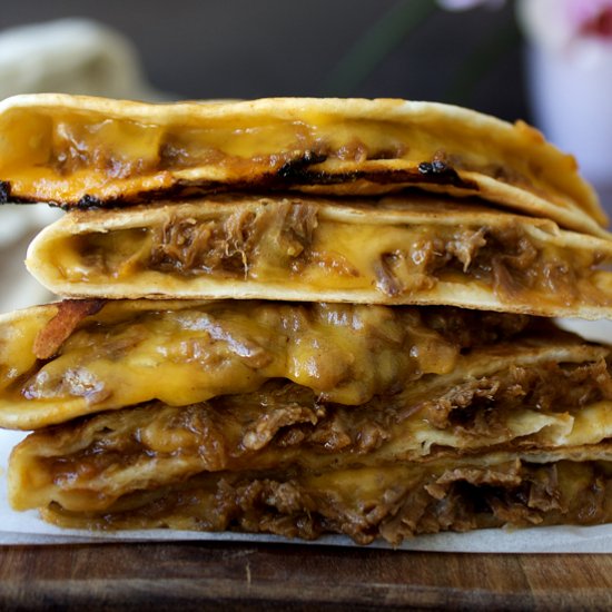 Pulled beef quesadillas