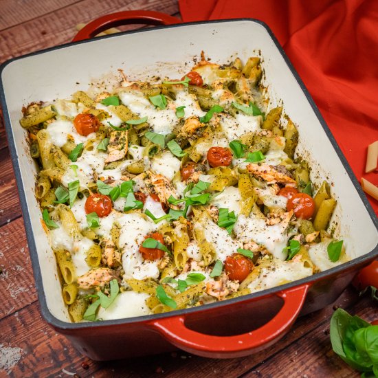 Salmon Pesto Pasta Bake