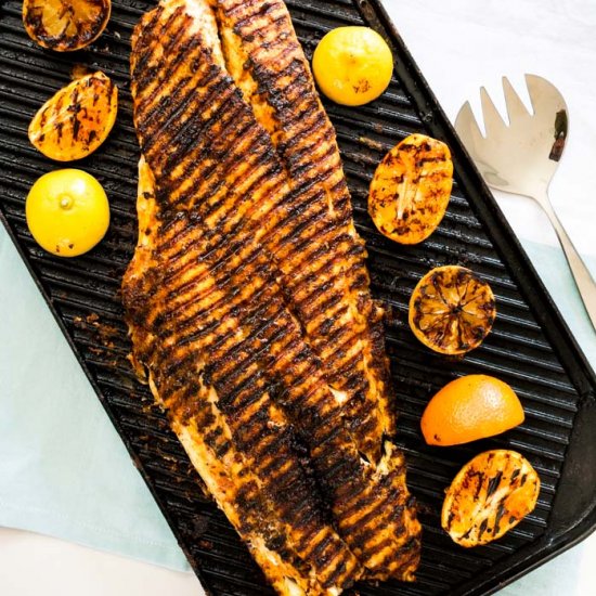 Grilled fish w/ lemon and orange