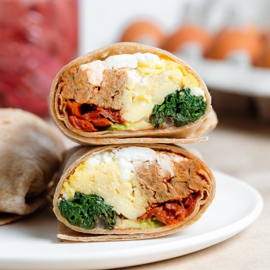 egg and sausage burritos