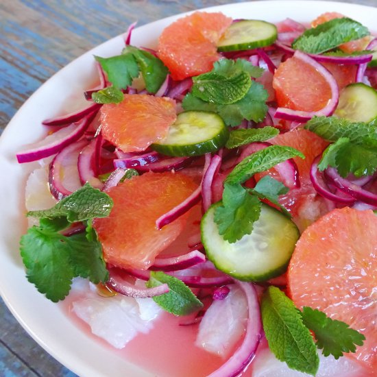 Bacalao Ceviche w/ Pink Grapefruit