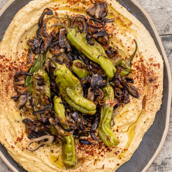 Loaded Hummus with Shishito Peppers