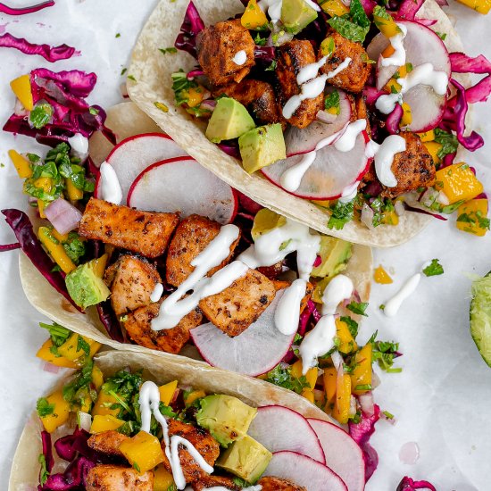 Salmon Tacos with Mango Salsa