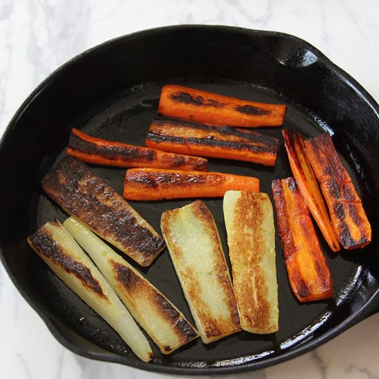 Seared Vegetable Trio Of Carrot