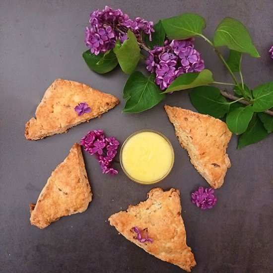 Lilac Scones with Lemon Curd