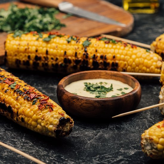 Grilled Corn with Sriracha Mayo