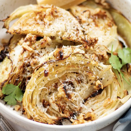 Roasted Cabbage with Walnuts