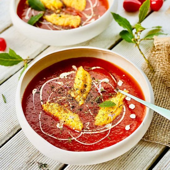 Tomato and Polenta Dumplings Soup