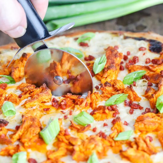 Vegan Buffalo Chicken Ranch Pizza