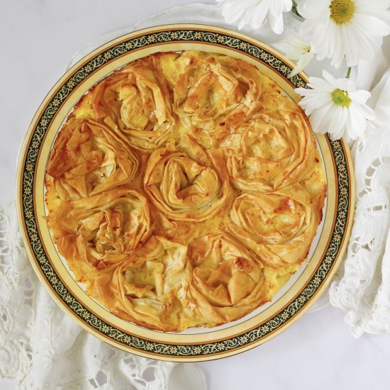 Orange Custard Ruffled Filo Pie